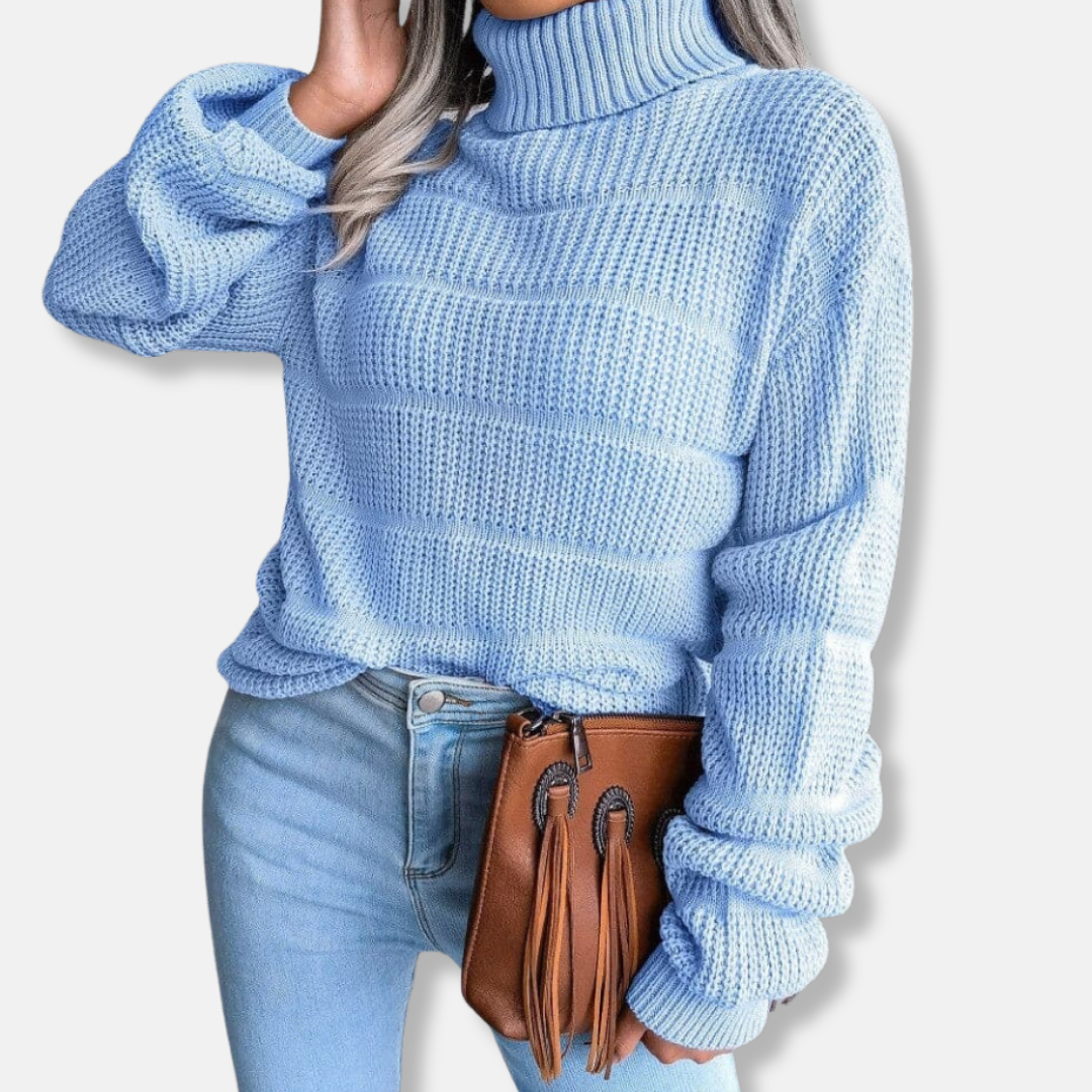 Weiche Rollkragenpullover Gerippte Optik Lockere Passform
