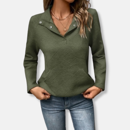 Gemütliches Sweatshirt mit Kragen Pullover Baumwolle