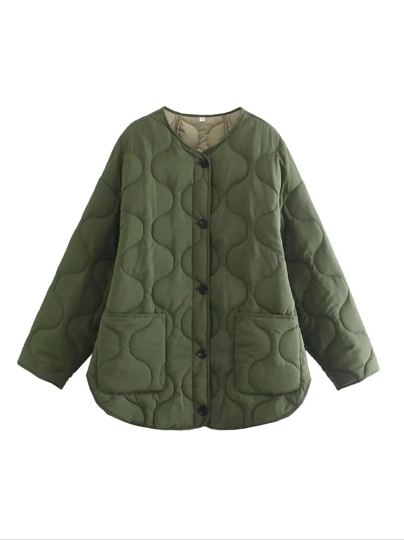 Oversized Steppjacke Olivgrün Winterstil