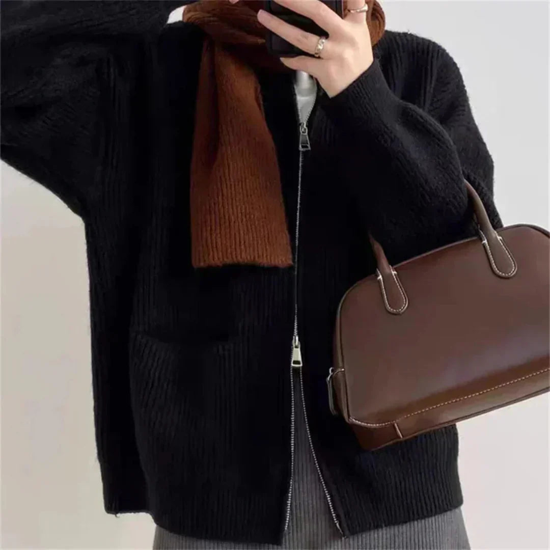 Große Strickjacke Oversized mit Reißverschluss und Taschen