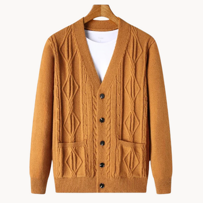 Herren Cardigan Gerippt Elegант Schwarz