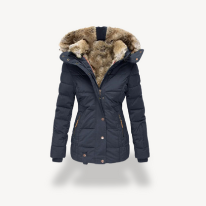 Damen Winterjacke Warm mit Kunstpelzkapuze