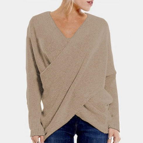 Damenschal Wickelpullover Langärmlig Gerippt