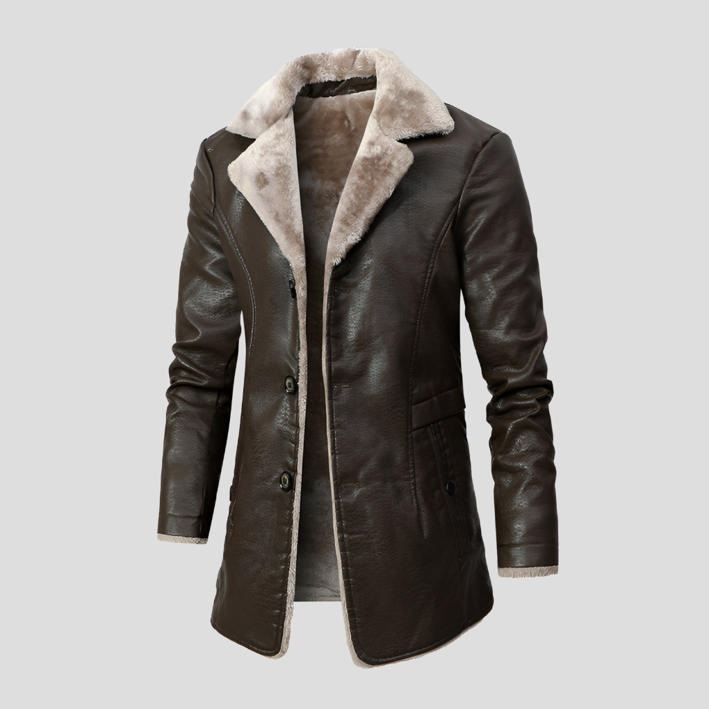Herren Lederjacke Gefüttert Warm
