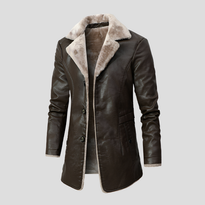 Herren Lederjacke Gefüttert Warm