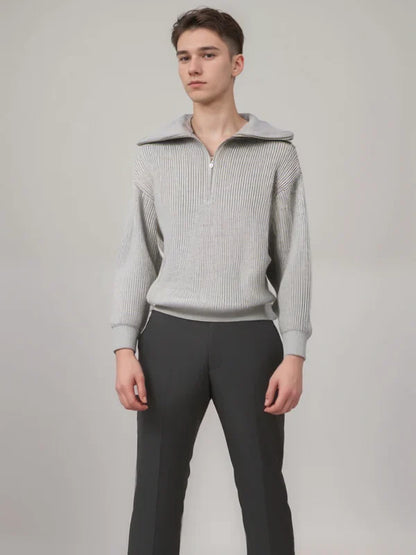 Gestreifter Pullover mit Reißverschluss Modern