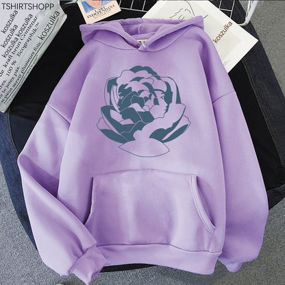 Große Kapuzenpullover Weich Baumwolle Trendy Grafikdruck