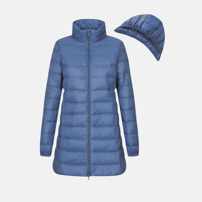 Daunenjacke Damen Mittellang Kapuzenparka Wasserfest
