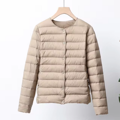 Daunenjacke Damen Slim Fit Leicht Wattierte Kapuzelessen Kurzjacke - IdealeKleiden
