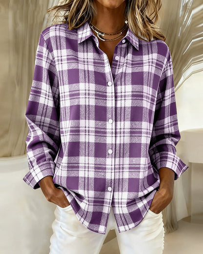 Elegante Blusen mit Karo Muster Langarm
