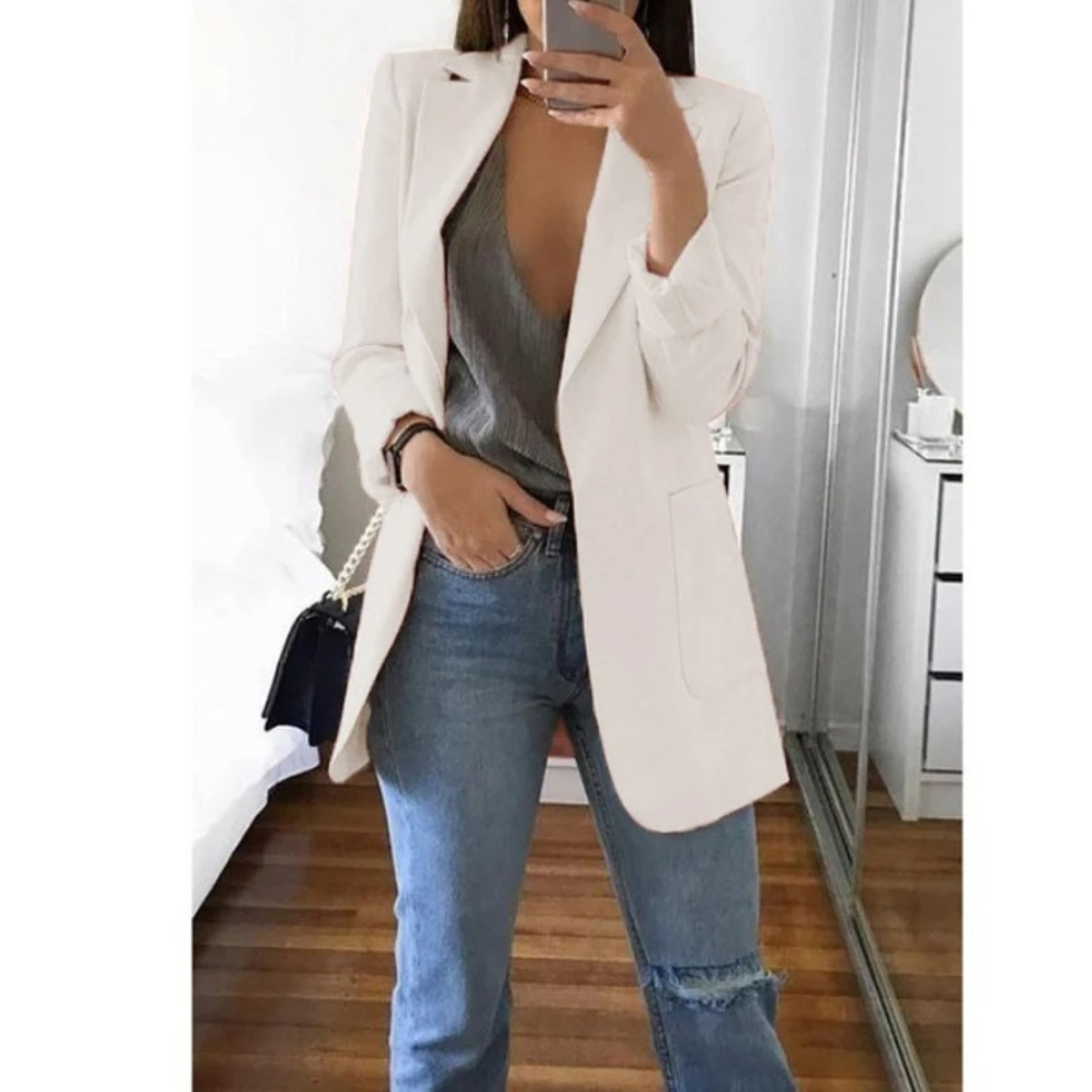 Damen Blazer Khaki Herbst Mode