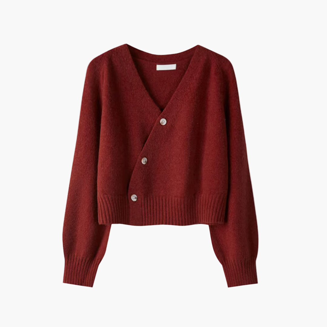 Stilvolle Strickjacke V-Ausschnitt Damen Cardigan Modern