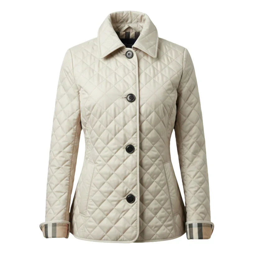 Damen Steppjacke Diamant Muster Elegante Knöpfe