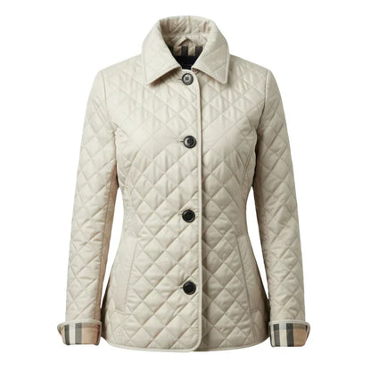 Damen Steppjacke Diamant Muster Elegante Knöpfe