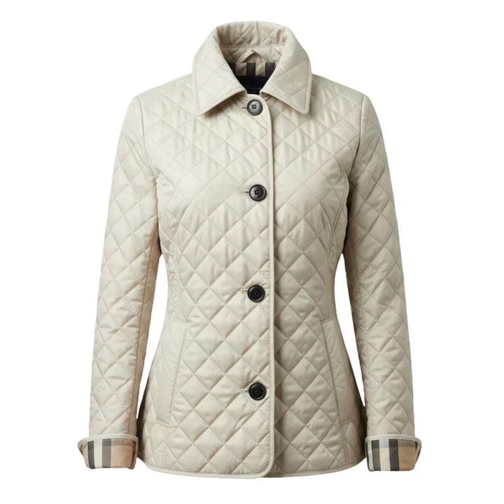 Damen Steppjacke Diamant Muster Elegante Knöpfe