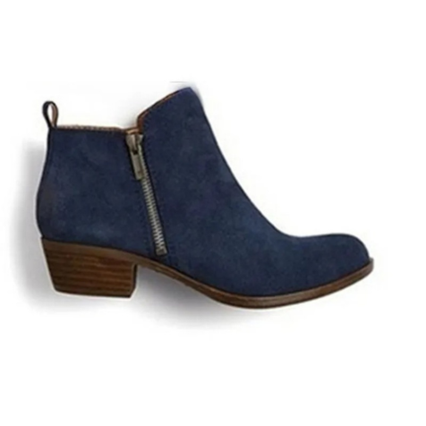 Bequeme Stiefeletten Niedriger Absatz Wildlederoptik