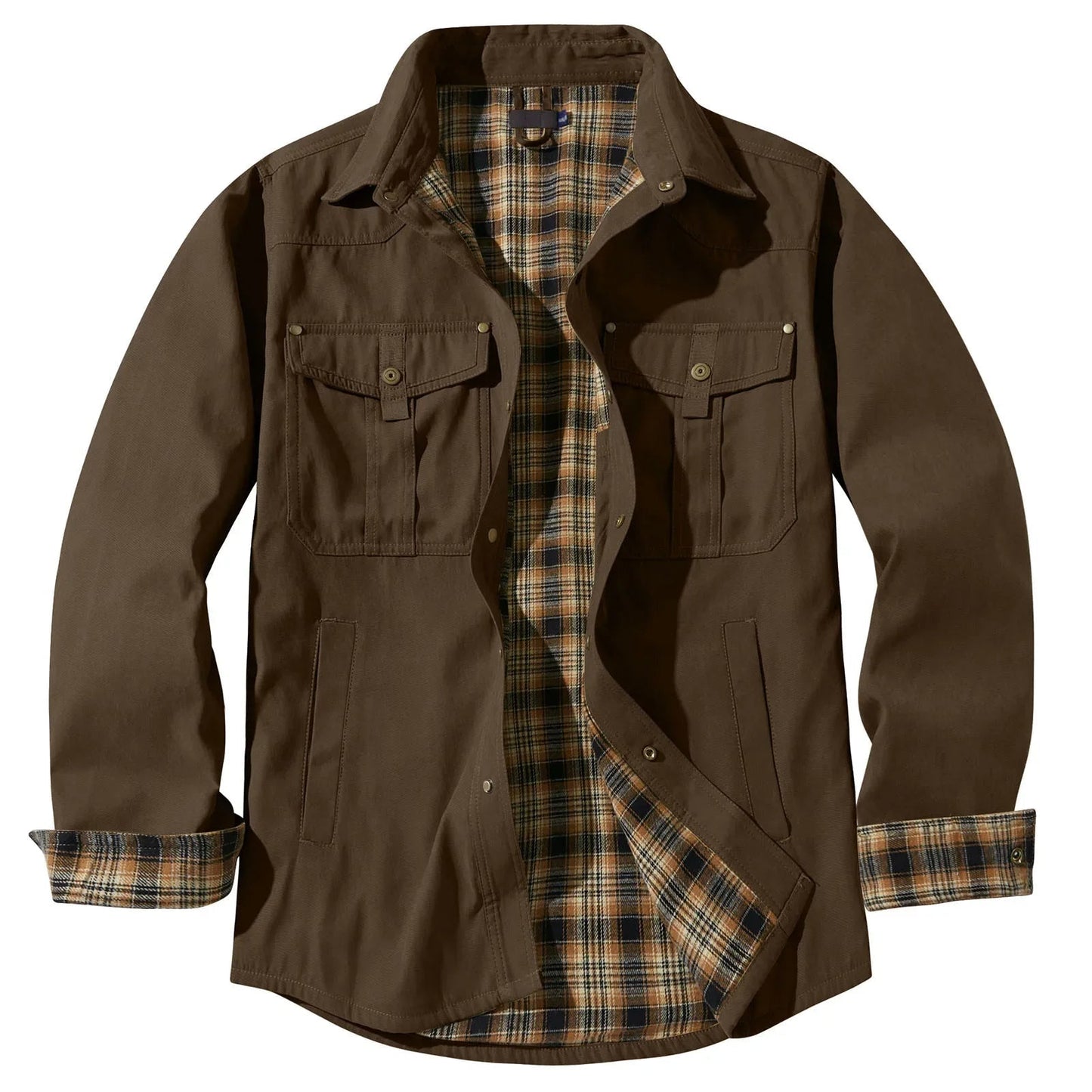 Große Größen Herrenjacke Flanell Karomuster Kapuze