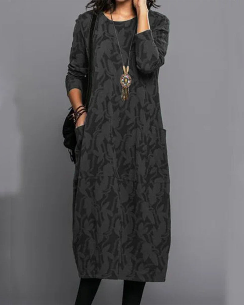 Elegantes Langarm-Kleid mit Taschen