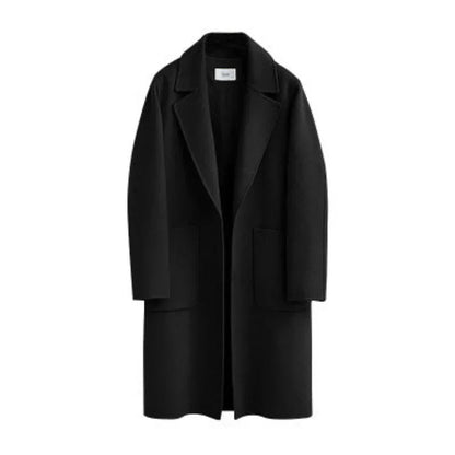 Eleganter Trenchcoat Wollmischung Lockere Passform Längs