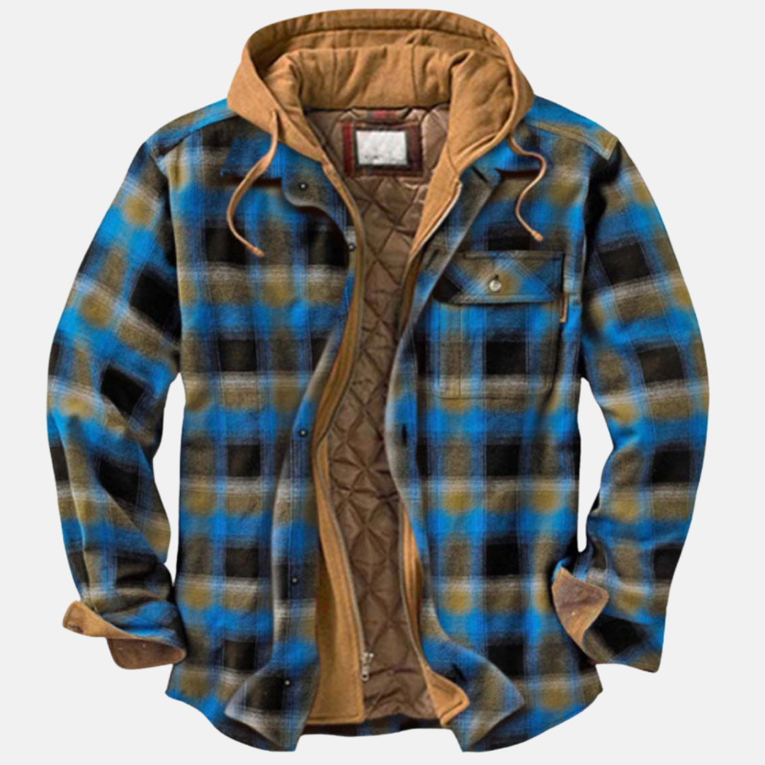 Herren Steppjacke Kariert Warm Bequem