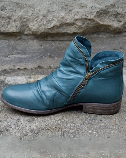 Stilvolle Lederstiefel Mit Reißverschluss