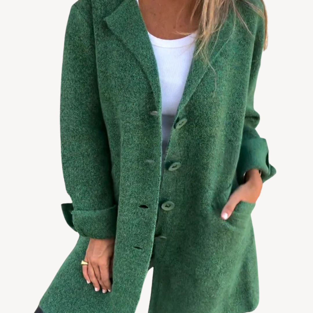 Frauen Langjacke Wollmischung mit Knöpfen