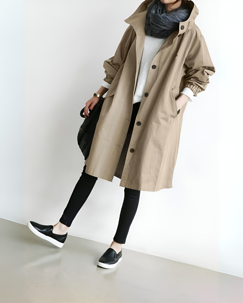 Eleganter Trenchcoat Damen Kapuze