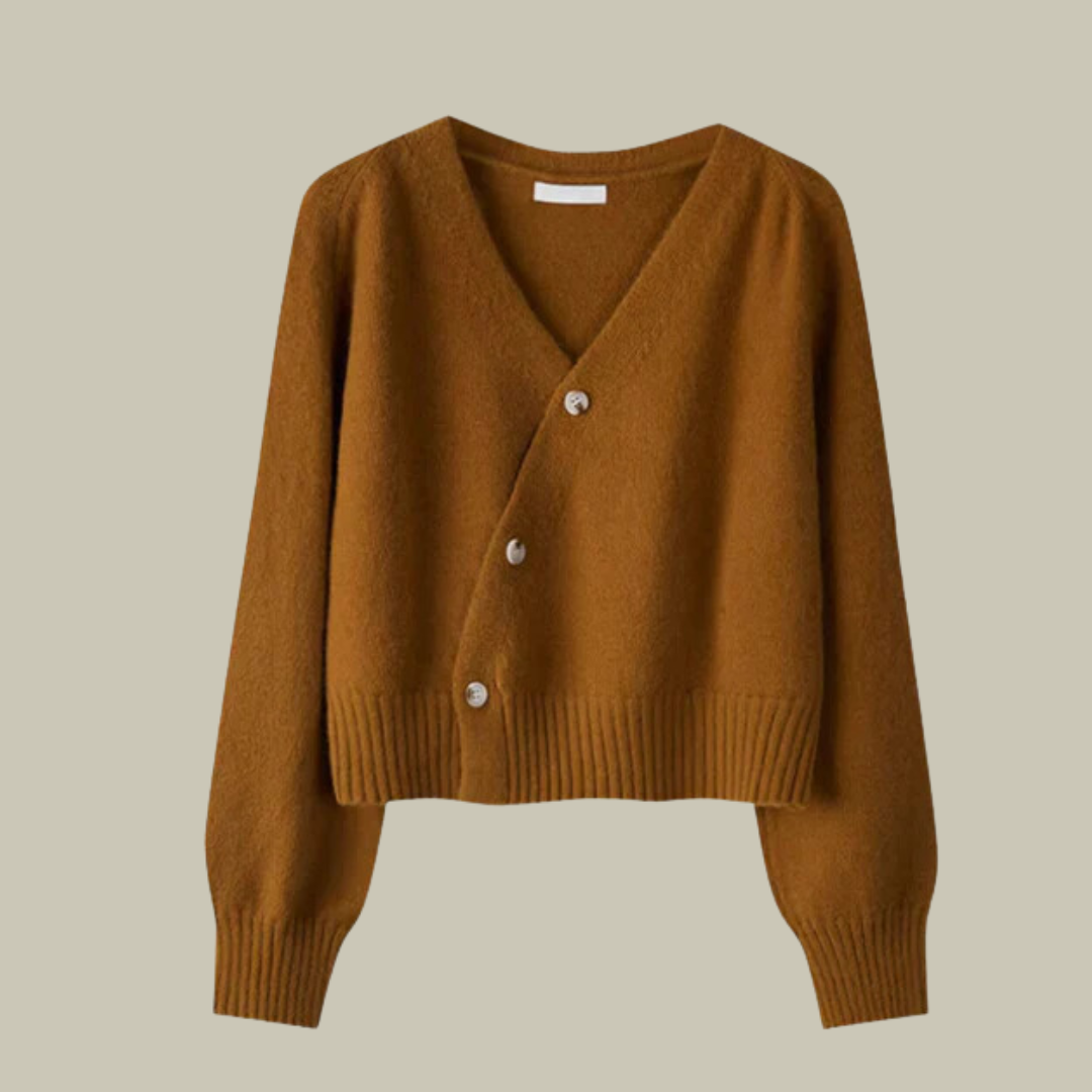 Damen Merinowoll-Strickjacke Weich V-Ausschnitt