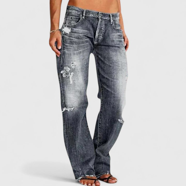 Damen Vintage-Jeans Locker Fit Used-Waschung