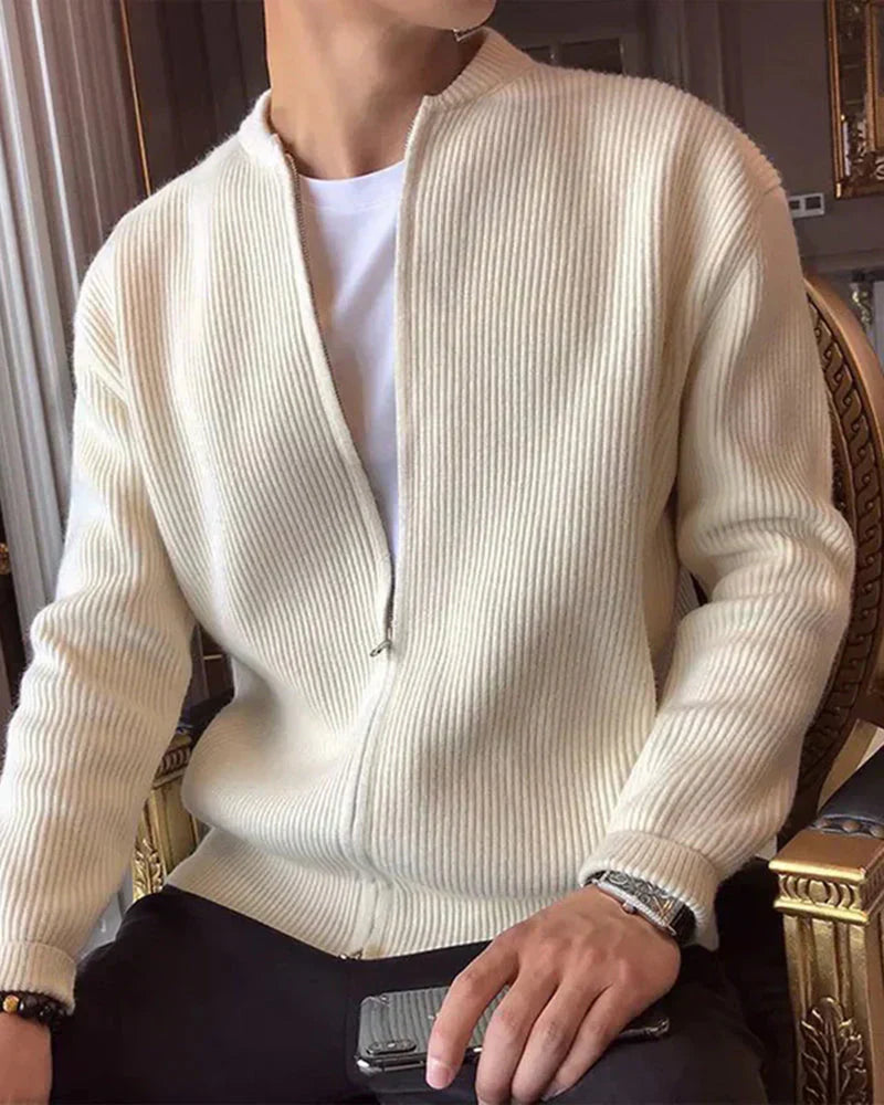 Herren Rippstrick Cardigan Modern mit Reißverschluss - IdealeKleiden