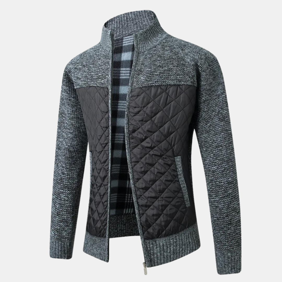 Herren Strickjacke Stehkragen Eleganz