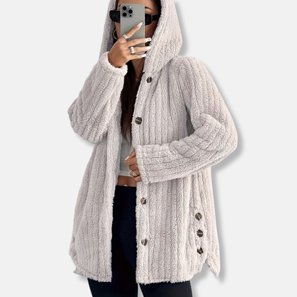 Mantel Oversize Mit Kapuze Weich Mittellang