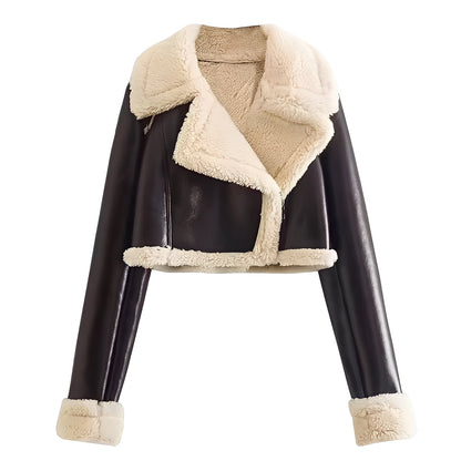 Damen Lederjacke Warm Versteppt
