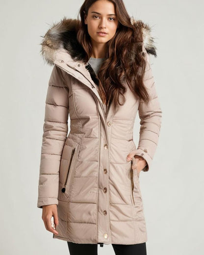 Warmes Winterkleid | Fellgefütterter Damenparka
