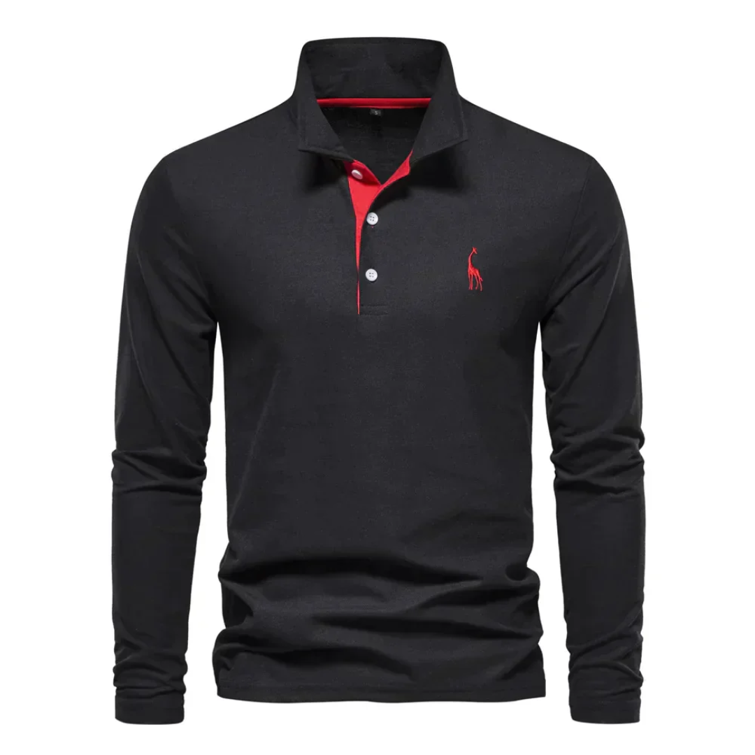 Herren Poloshirt Langarm Klassisch Elegant
