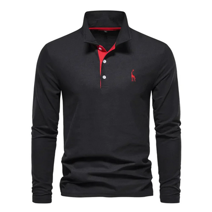 Herren Poloshirt Langarm Klassisch Elegant