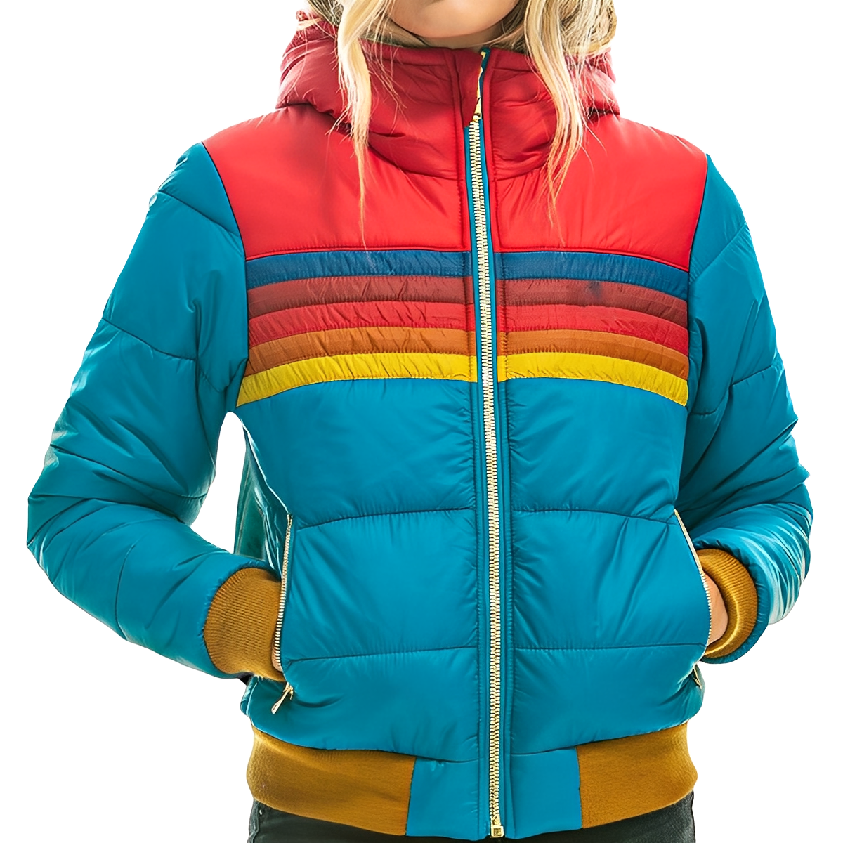 Modische Steppjacke Damen Kapuze Winter - IdealeKleiden