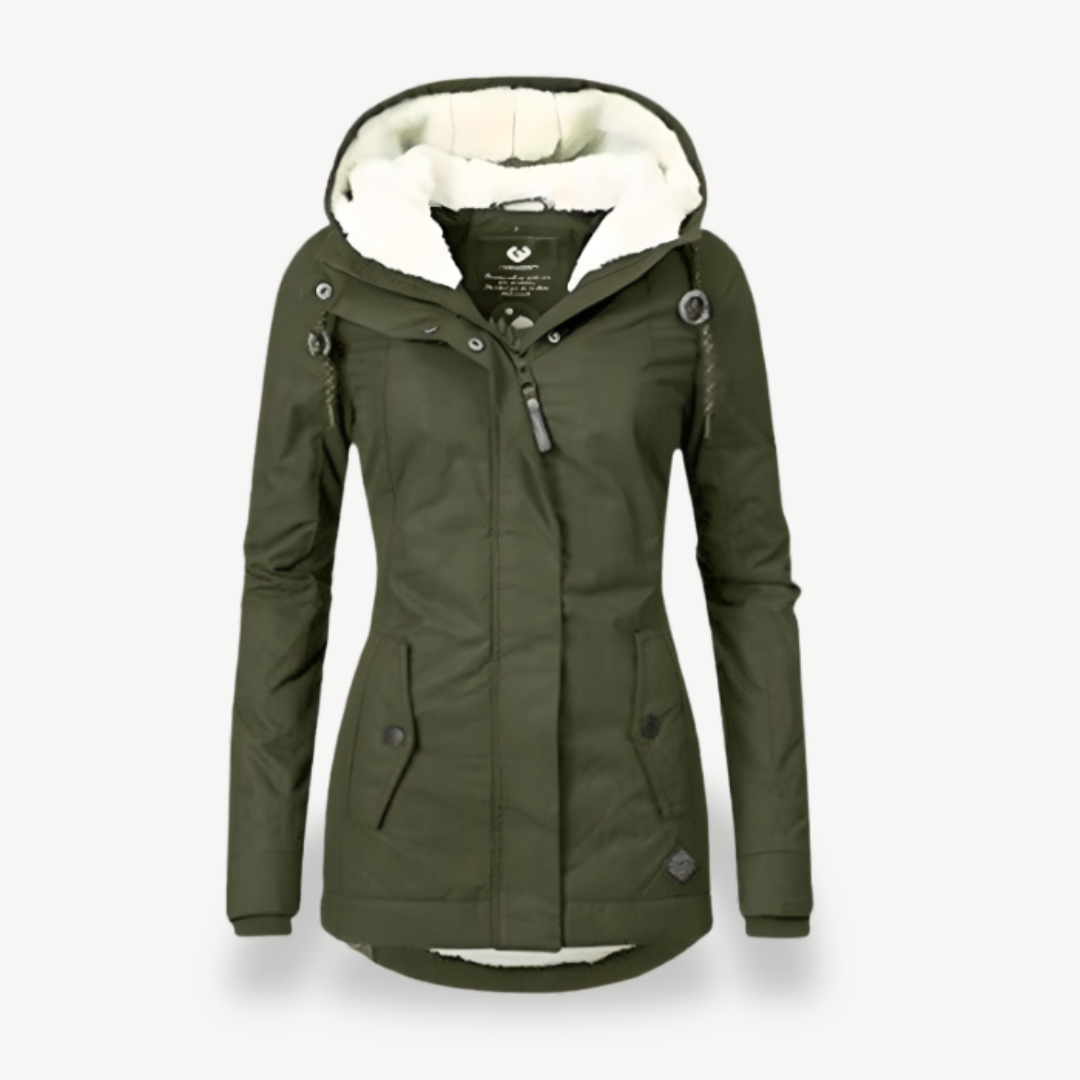 Wasserdichte Damenwinterjacke mit Kapuze