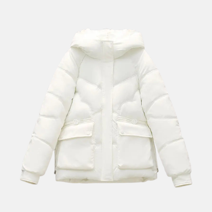 Kapuzen-Pufferjacke Relaxed Fit Damenschnee