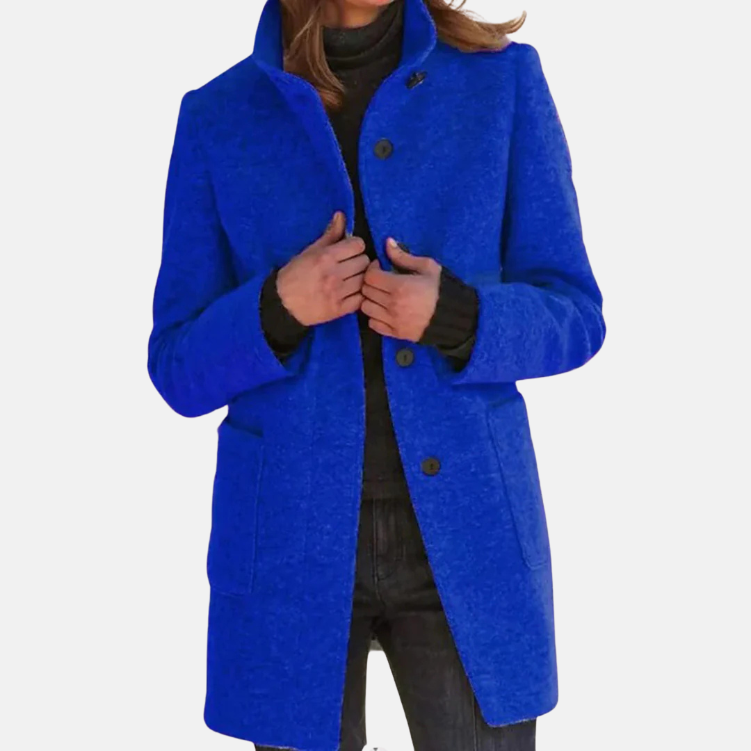 Damenjacke Vintage Tweed Elegant Rollkragen - IdealeKleiden