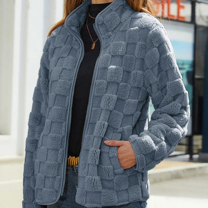 Karierte Winterjacke Damen Trendy