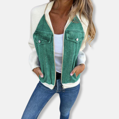 Bomberjacke Denim Style Reißverschluss Regular Fit