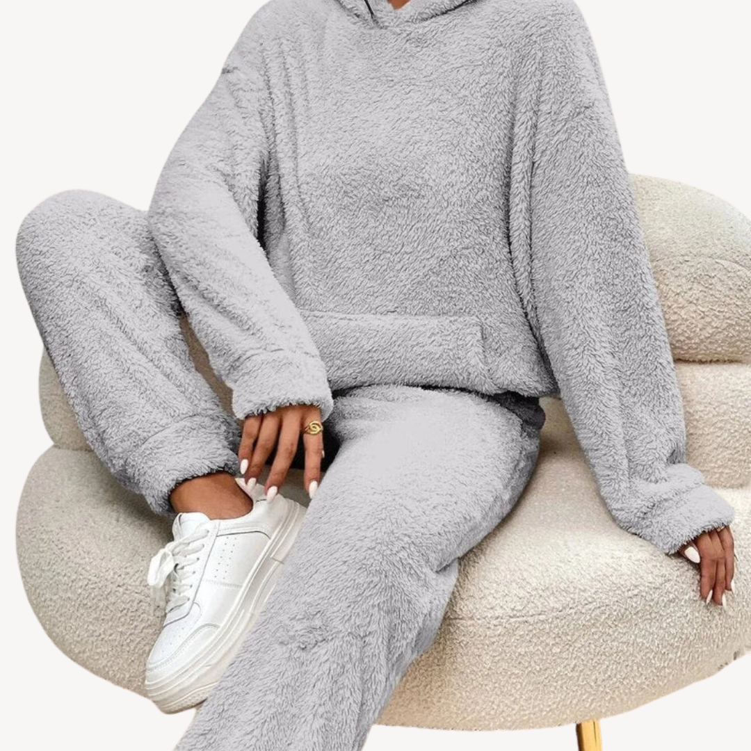 Damen Fleece Trainingsanzug Bequem Sportlich