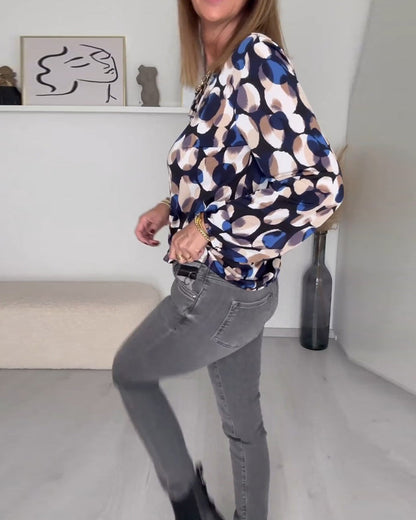 Elegante Bluse mit Trägern Damen Oberteil Bedruckt - IdealeKleiden