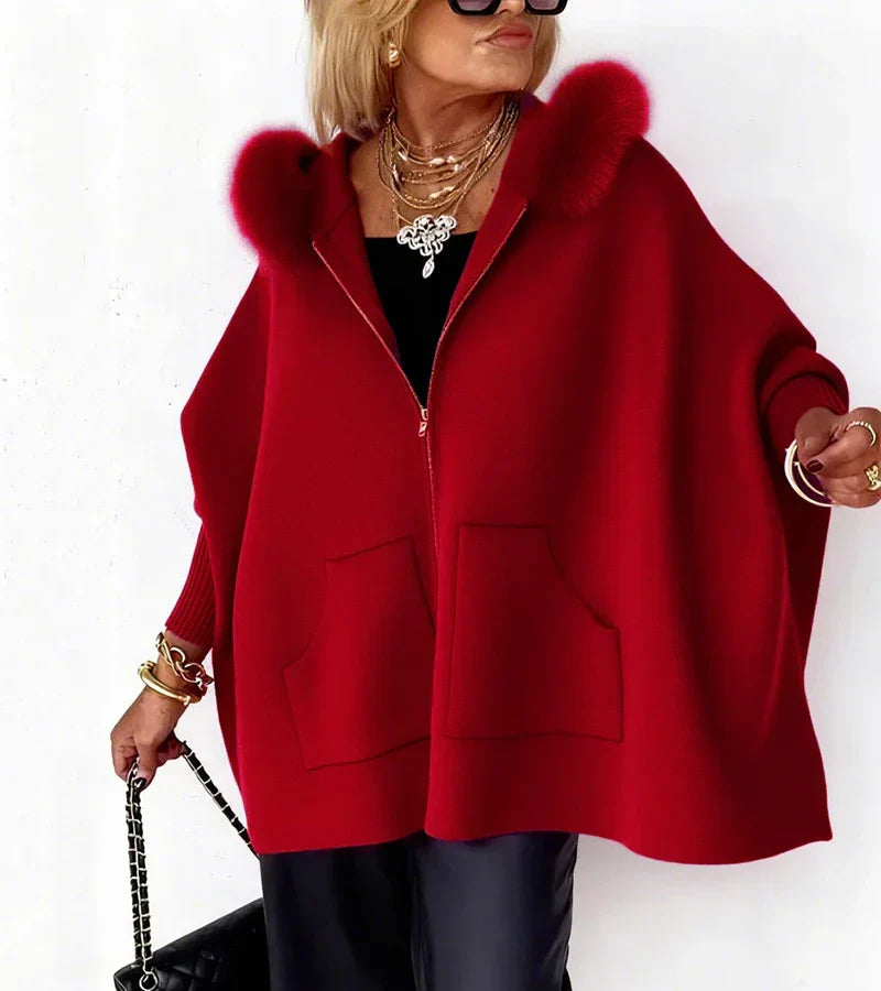 Stylish Kapuzenjacke Pelzverbrämung Elegance