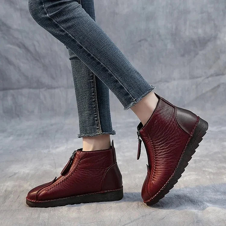 Damen Leder Stiefel Rutschfest Schmal - IdealeKleiden