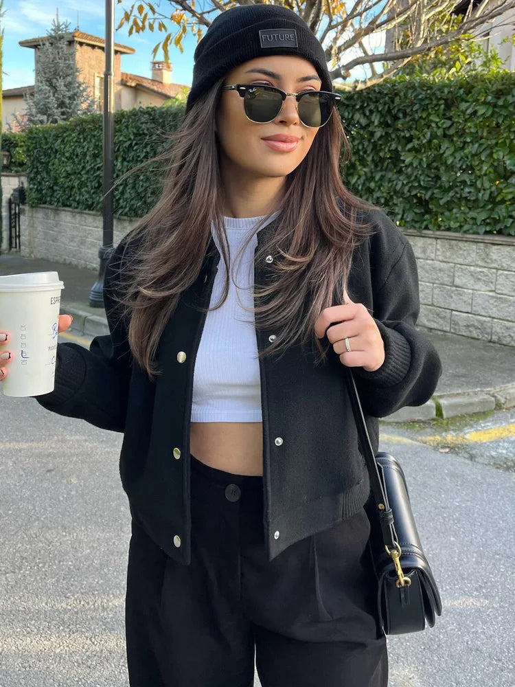 Stylische Damenjacke Cropped Bomber Modell
