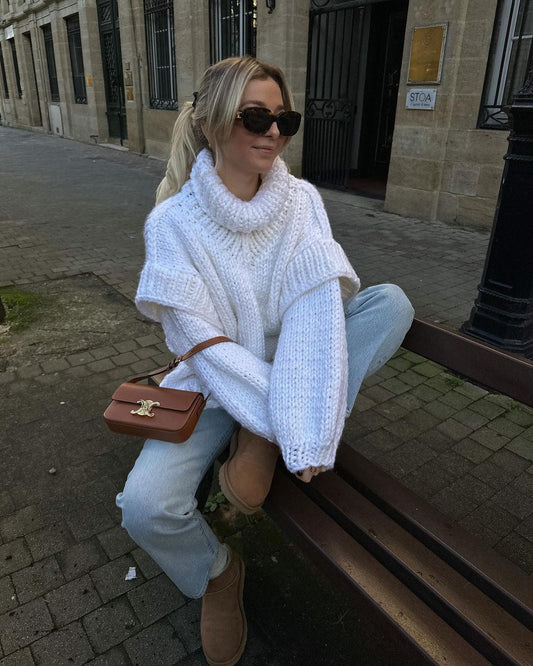 Weite Strickpullover Damen Rollkragen Oversize - IdealeKleiden