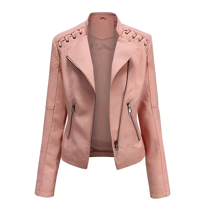 Lederjacke Damen Schwarz Reißverschluss