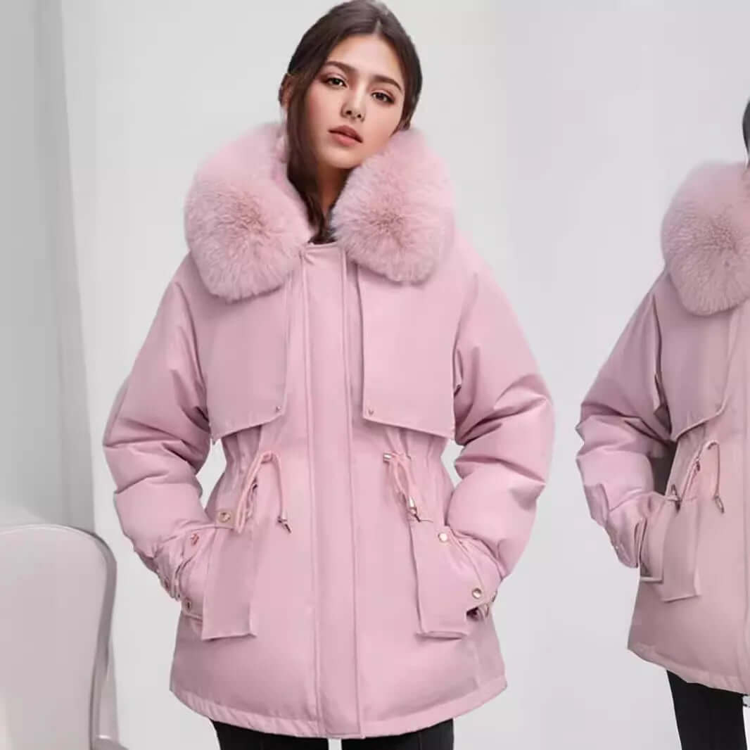 Damen Wintermantel Kunstpelz Kragen Stylish
